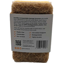 Load image into Gallery viewer, ecovibe Natural Compostable Sponge Scourers - Pack of 2
