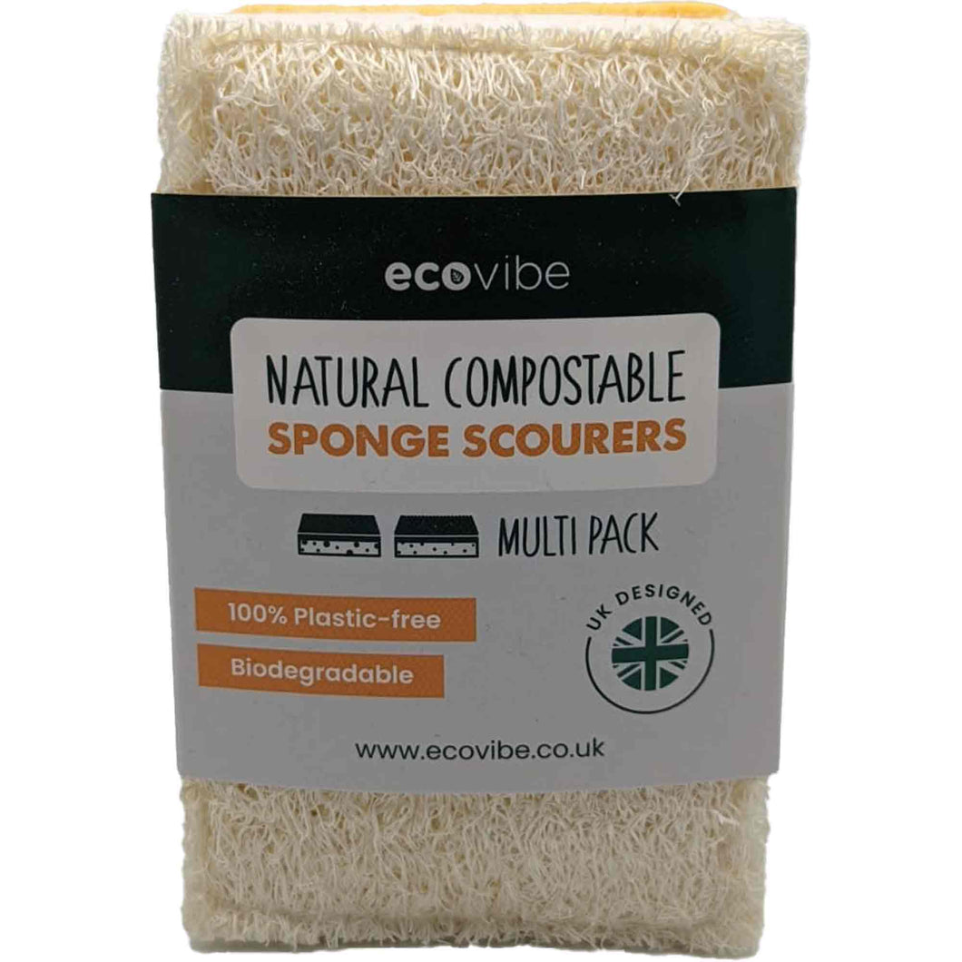 ecovibe Natural Compostable Sponge Scourers - Pack of 2