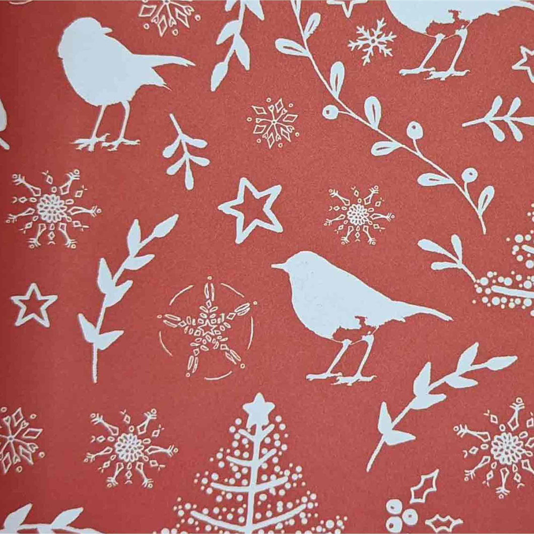 Re-Wrapped Christmas Scandi Robins Wrapping Paper Sheet
